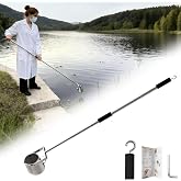 Telescopic Water Sampler Dipper 5ft / 10ft Long - Stainless Steel Sampling Ladle with 500ml Pendulum Beaker, 2 Handle and Hook - Liquid Sample Cup Testing Scoop for Industrial, Lab and Field