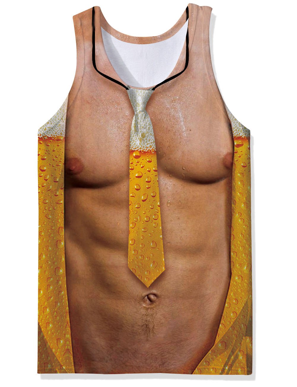 RAISEVERN Mens Vest Top for Summer Casual Cool Beer 3D Digtal Print Sleeveless T Shirt XXL