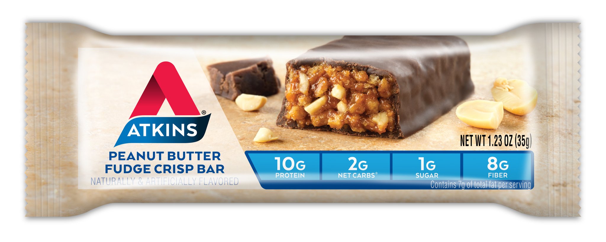 Atkins Snack Bar, Peanut Butter Fudge Crisp, Keto Friendly, 5 Count
