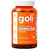 Goli Triple Action Immune Gummies with Vitamin C, D, Zinc - Elderberry Extract, Echinacea, Turmeric, Ginger - Vegan, Non-GMO, Gluten-Free
