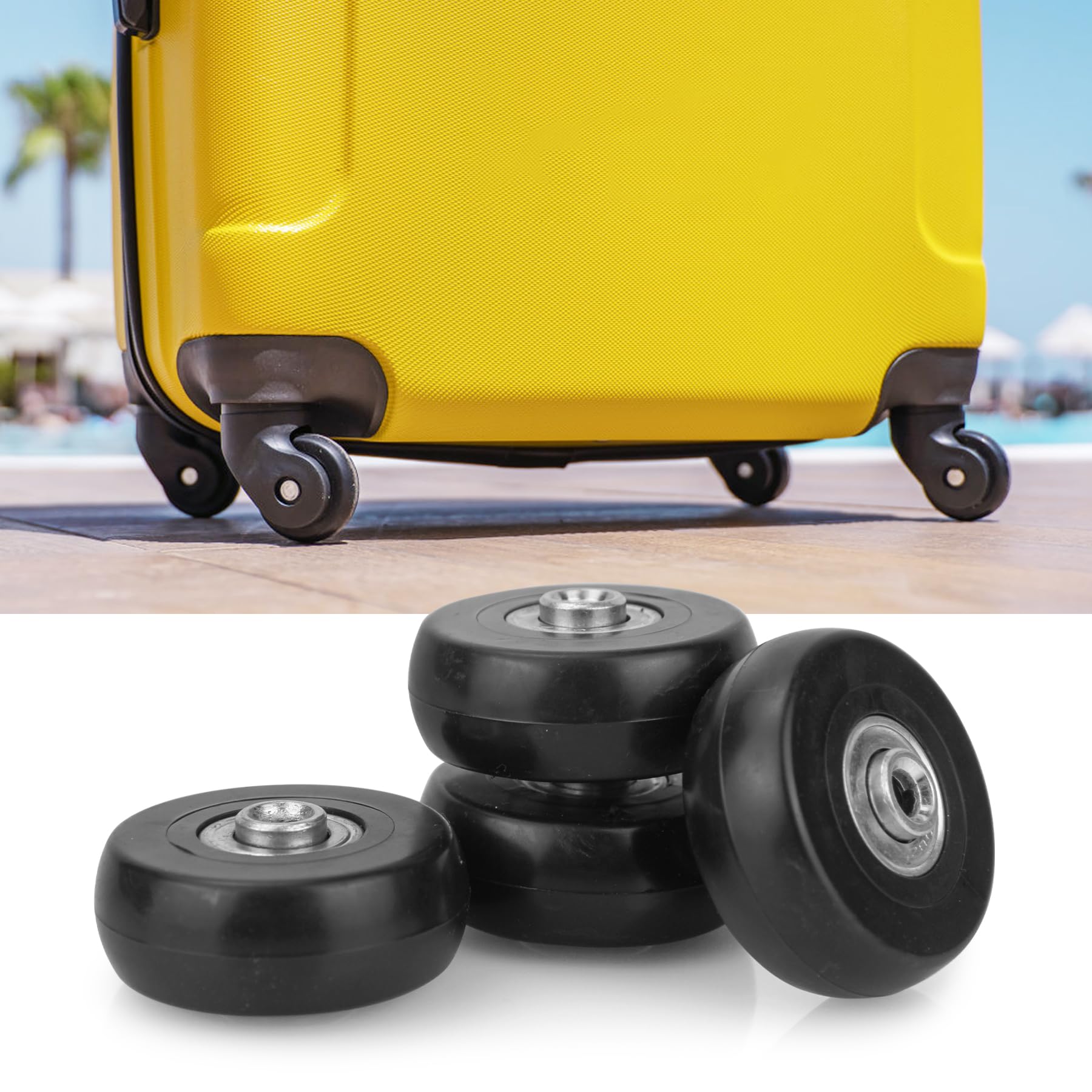 Zoofen 50 x 18mm Luggage Replacement Wheels 4 Pcs Rubber Suitcase Replacement Wheels Wear-Resistant Repair Wheels for Luggage