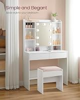 VASAGLE KAILYN Dressing Table with LED Lights 9 Bulbs 3 Colors White view 7