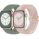 Braided Solo Loop Compatible with Apple Watch Band 38mm 40mm 41mm 42mm 44mm 45mm 46mm 49mm Women Men, Adjustable Stretchy Bands Elastic Sport Strap for iWatch Series 11 10 9 8 7 6 5 4 3 2 SE Ultra 3 2