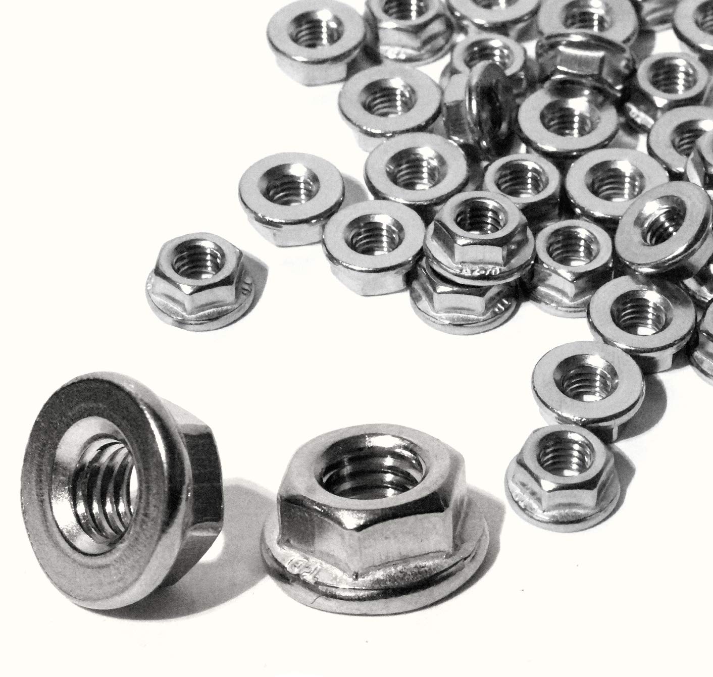 Flange nuts without interlocking teeth (smooth) M3 DIN 6923 stainless steel A2 V2A M3 pack of 10