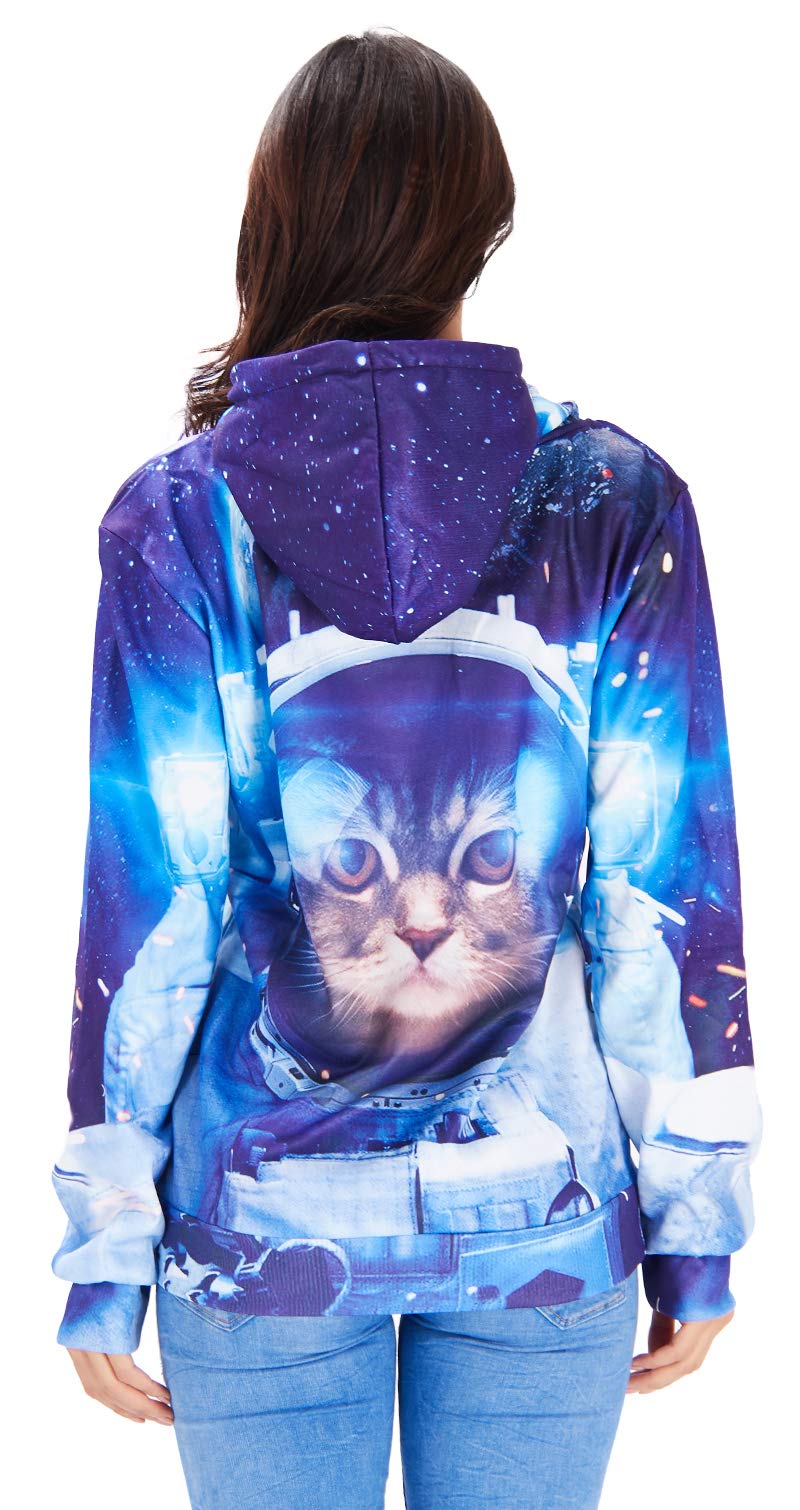 Mens Astronaut Cat Graphic Hoodies Funny 3D Printed Sportwear Ugly Christmas Sweater Pullover, Astronaut Cat, XX-Large