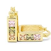 Sparkly Crystal Huggie Hoop Earrings, Tarnish Resistant 18k Yellow Gold Filled