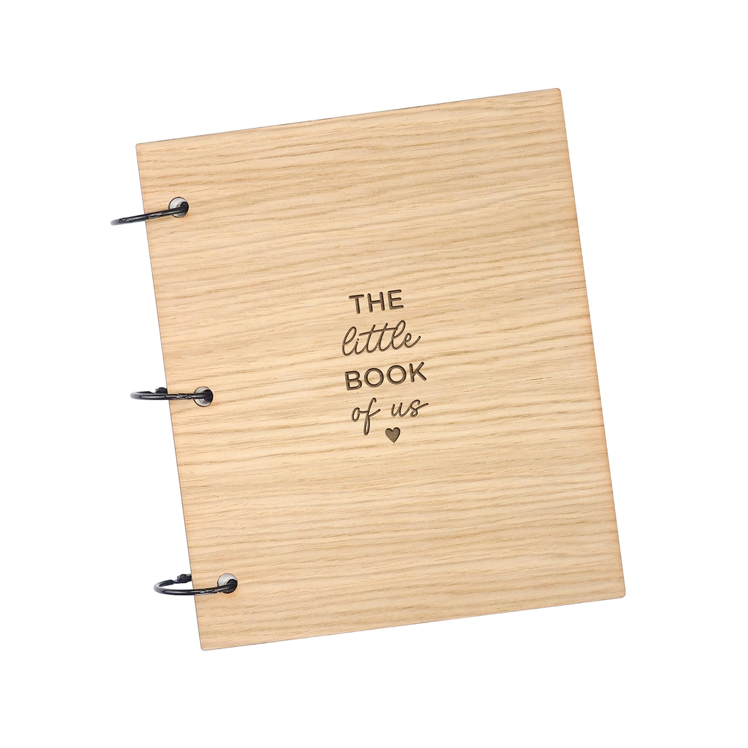 'The Little Book of Us' Memory Journal | Valentines Day Scrapbook | Gift for Girlfriend Wife | Couples Photo Book for Wooden Anniversary | Photo Album for Boyfriend (Oak, 50 pages)