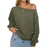 EasyGala Womens Fleece Off Shoulder Sweatshirts Oversized Fall Pullover Top | Cotton Blend, Crop Length, Fleece Lined, Soft, Cozy, Casual, Trendy, Daily Outfits, Relaxed Fit, Winter Long Sleeve, Vacation