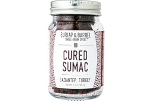 Burlap & Barrel Cured Sumac - Bright, Sour, Salty, Slightly Fermented Spice - Ground Sumac for Cooking - Savory Tartness - As Seen On Shark Tank - Kitchen Gift for Cooks - 2.3oz Glass Jar
