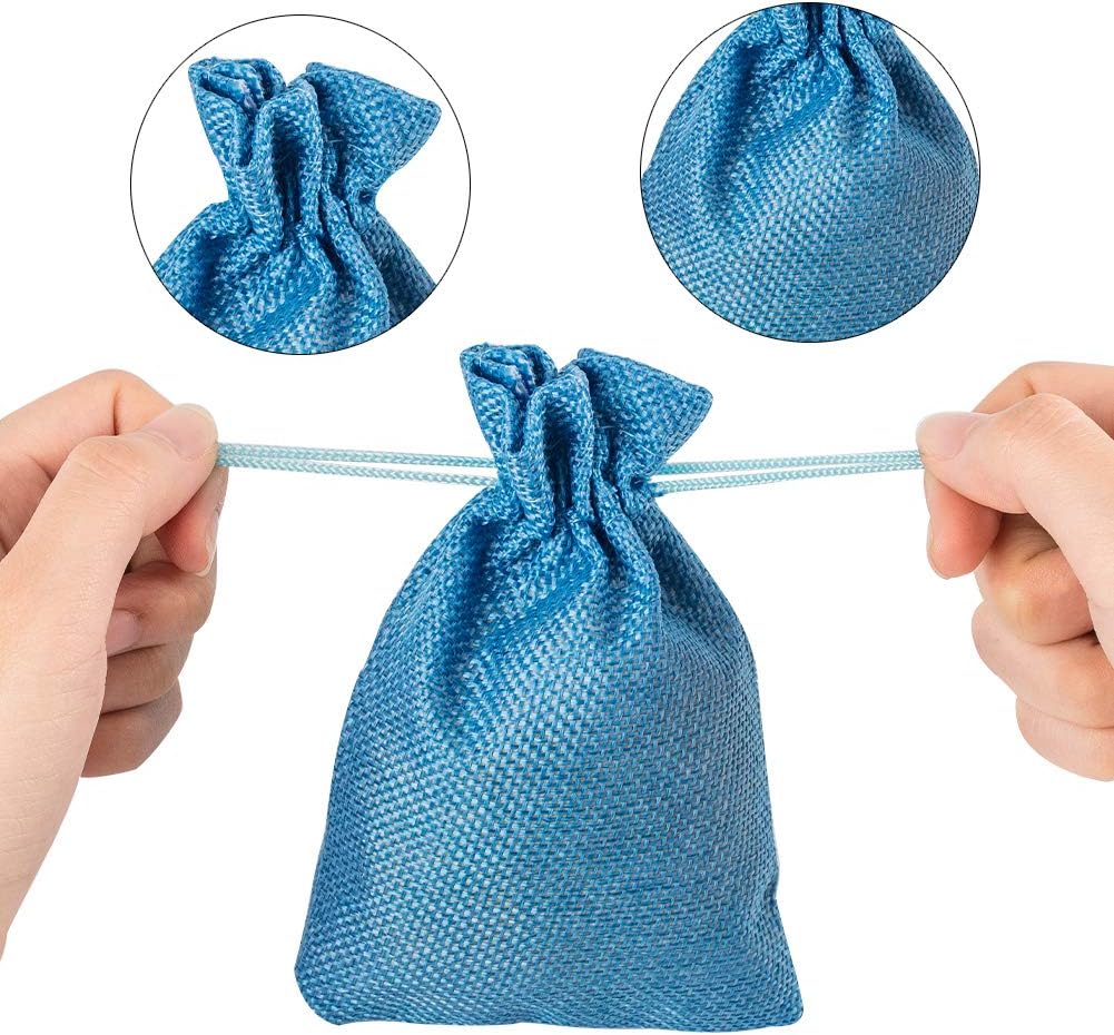 NBEADS Small Drawstring Bag, 25 Pcs 5 Colors Blue Cloth Gift Bags for Party and Wedding Favor 14x10cm, 1 count (Pack of 25) - Image 4