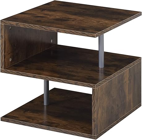 Homcom Coffee End Table S Shape 2 Tier Storage Shelves Organizer Versatile Home Office Furniture Natural Amazon Co Uk Kitchen Home