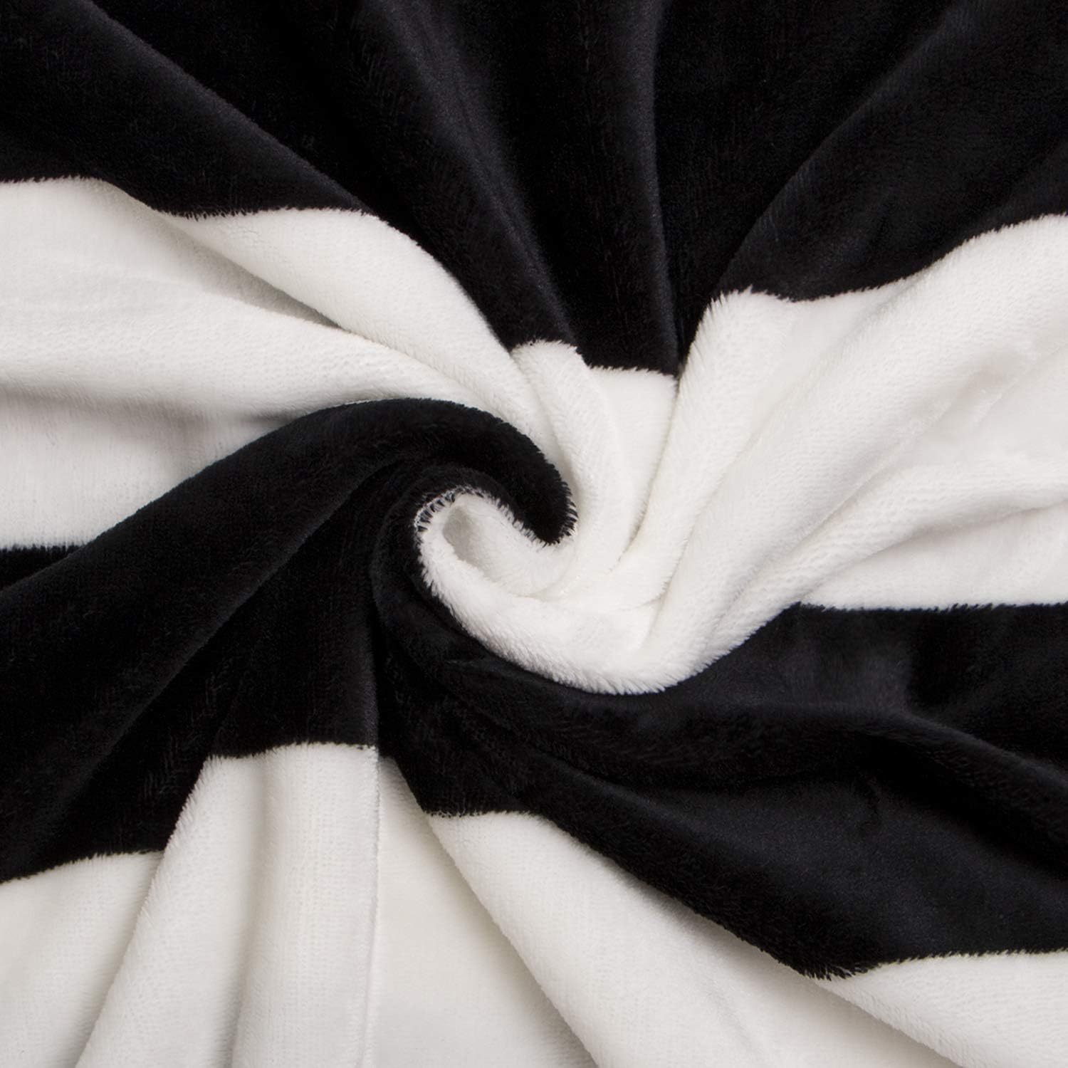 NTBAY Flannel Twin Blanket, Super Soft with Black and White Striped Printed Bed Blanket, 68 x 90 Inches: Home & Kitchen