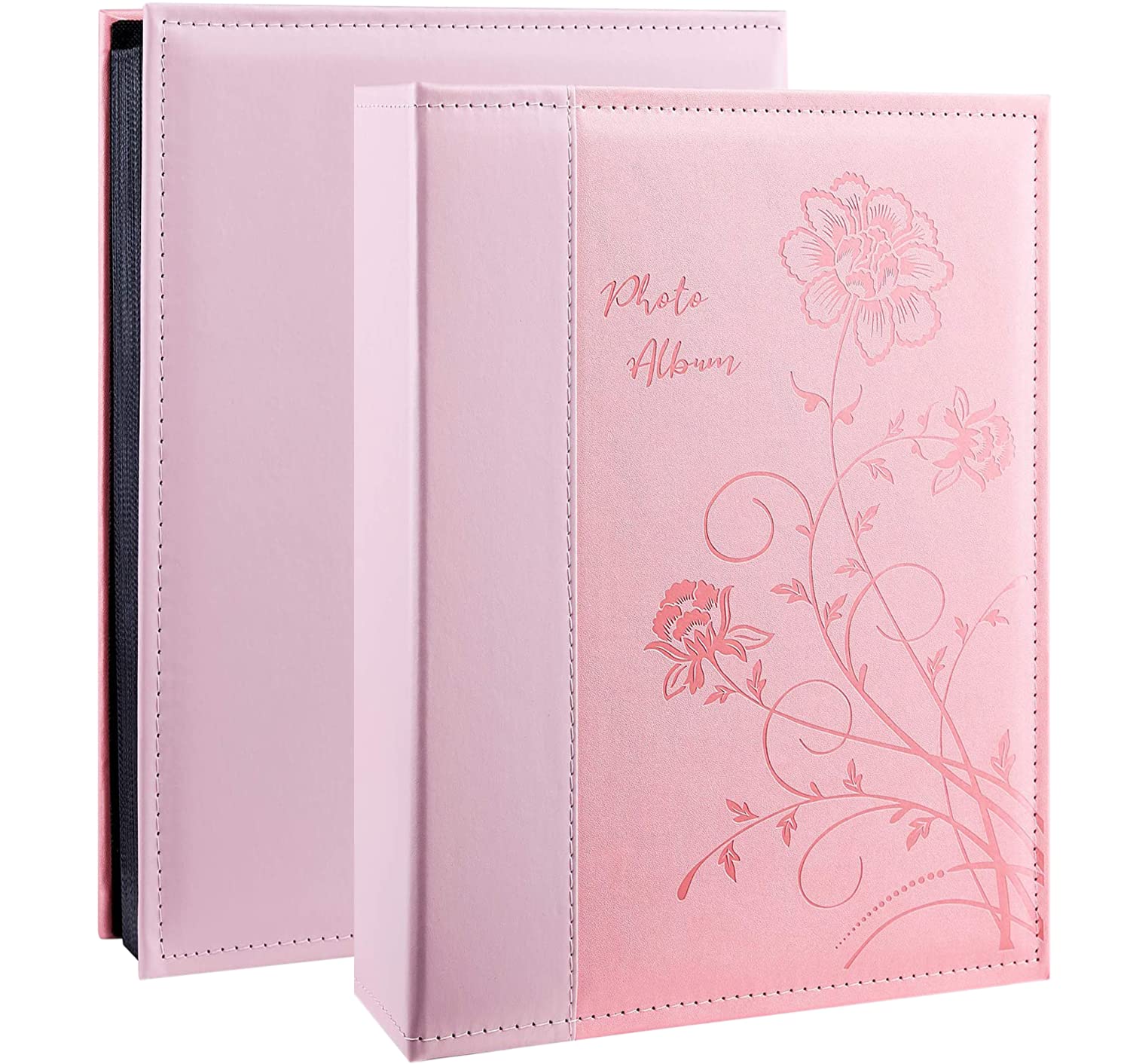 Miaikoe Photo Album 6x4 300 Photos Slip in, Extra Large Capacity Leather Cover Wedding Family Picture Albums Holds 300 Horizontal 10x15cm Landscape Photos(Pink)