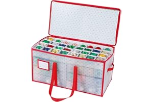 BIEBOS Portable Waterproof Christmas Decoration Ball Storage Box - Stores 128 Ornaments, 3-inch Balls, 8 Independent Layered Trays, Foldable for Easy Access