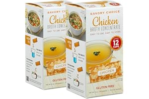 SAVORY CHOICE Chicken Broth Concentrate, 2 Boxes of 12 Packets (12g) - Gluten-Free, Diary-Free Broth Concentrate
