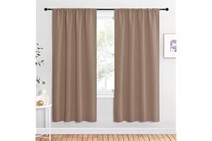 NICETOWN Kids Blackout Curtain Panels - Window Treatment Thermal Insulated Rod Pocket Blackout Drapes for Bedroom (Set of 2, 42 by 72 Inch, Cappuccino)
