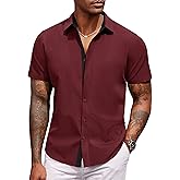 COOFANDY Men's Short Sleeve Button Down Shirts Casual Summer Dress Untucked Shirts