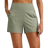 G4Free Ribbed Stretchy Womens Shorts Casual High Waisted Athletic Running Golf Lounge Shorts with Pockets