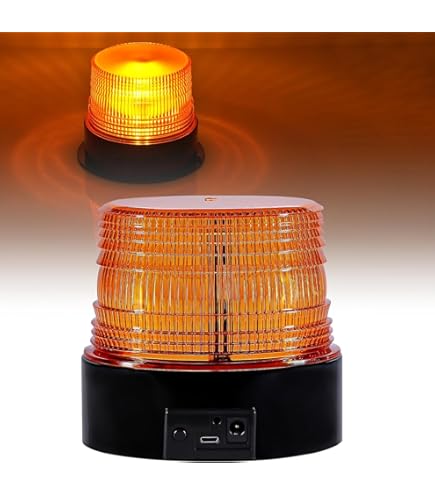 Lumières Stroboscopiques Ambre Sans Fil 48 LED - Base Magnétique Rechargeable Pour Véhicules, Camions & Secours