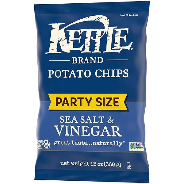 KETTLE BRAND POTATO CHIPS, SEA SALT & VINEGAR KETTLE CHIPS, PARTY SIZE, 13 OZ