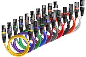 VEVOR XLR Cable 6.5 ft, 10 Pack, Shielded Balanced DMX Male to Female Microphone Cables, Gold-Plated 3-Pin XLR Mic Speaker Co
