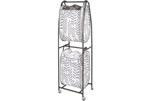 Neatfreak - 2 Tier Laundry Sorter - Laundry Hamper With Wheels & 2 x Laundry Basket Tote Bags For Dirty Clothes, Towels, Blankets, Bathroom Storage & Laundry Room Organization - Modern Floral