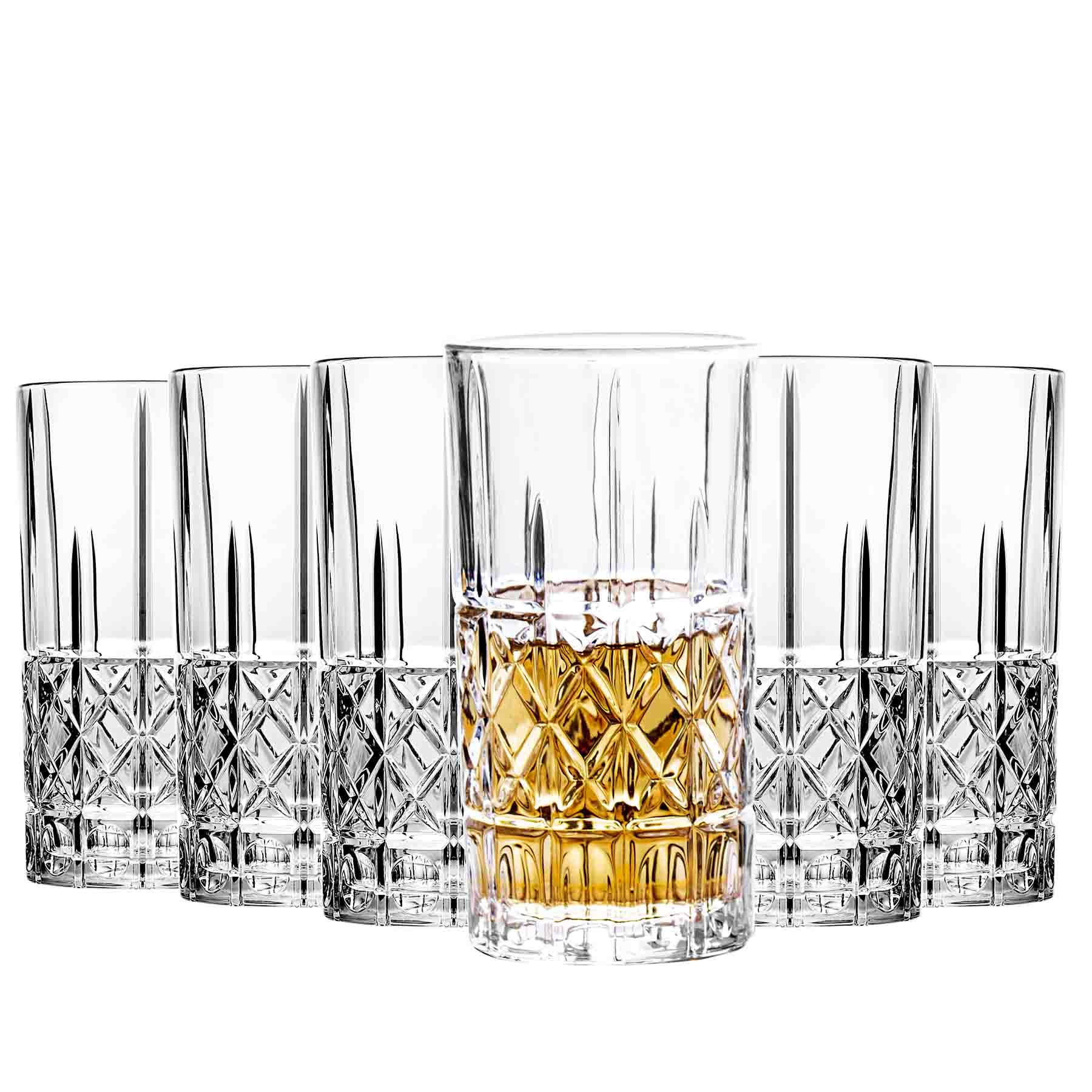 binsakao Highball Glasses - Drinking Glasses Set of 6 - Tumblers Water Glasses - Glassware Sets - Collins Tall Beverage Cups for Cocktail, Drinks, Water, Beer, Soda (Style C)
