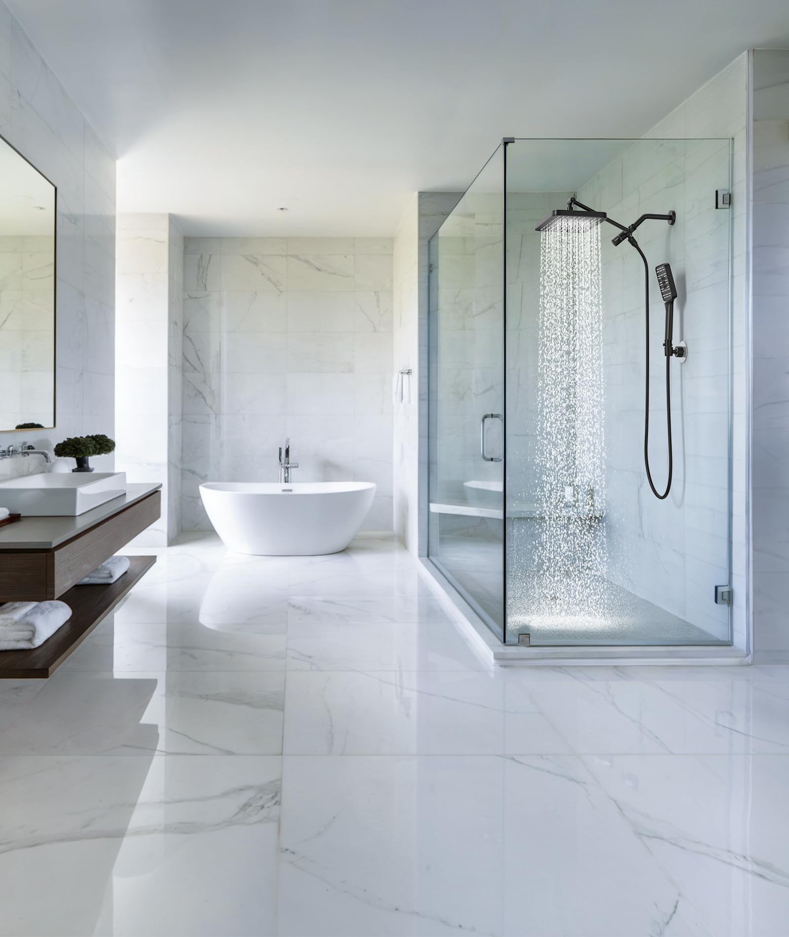 High Pressure Rain Shower Head with Handheld Spray Combo Set, Adjustable 12