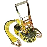 Everest Premium Ratchet Tie Down – 1 PK – 2 IN – 27 FT – 3333 LBS Working Load – 10000 LBS Break Strength – Double J Hook – C