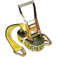 Everest Premium Ratchet Tie Down – 1 PK – 2 IN – 27 FT – 3333 LBS Working Load – 10000 LBS Break Strength – Double J Hook – C