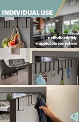 Menz Over Door Hanger Set of 10 Black Holds 8KG Non-Slip 3.6/4.6 cm view 4