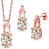 Gem Stone King Gemstone Birthstone Pendant Earrings Jewelry Set for Women | 18K Rose Gold Plated Silver | Oval 9X7MM | 18 Inch Chain | Fine Jewelry Gifts