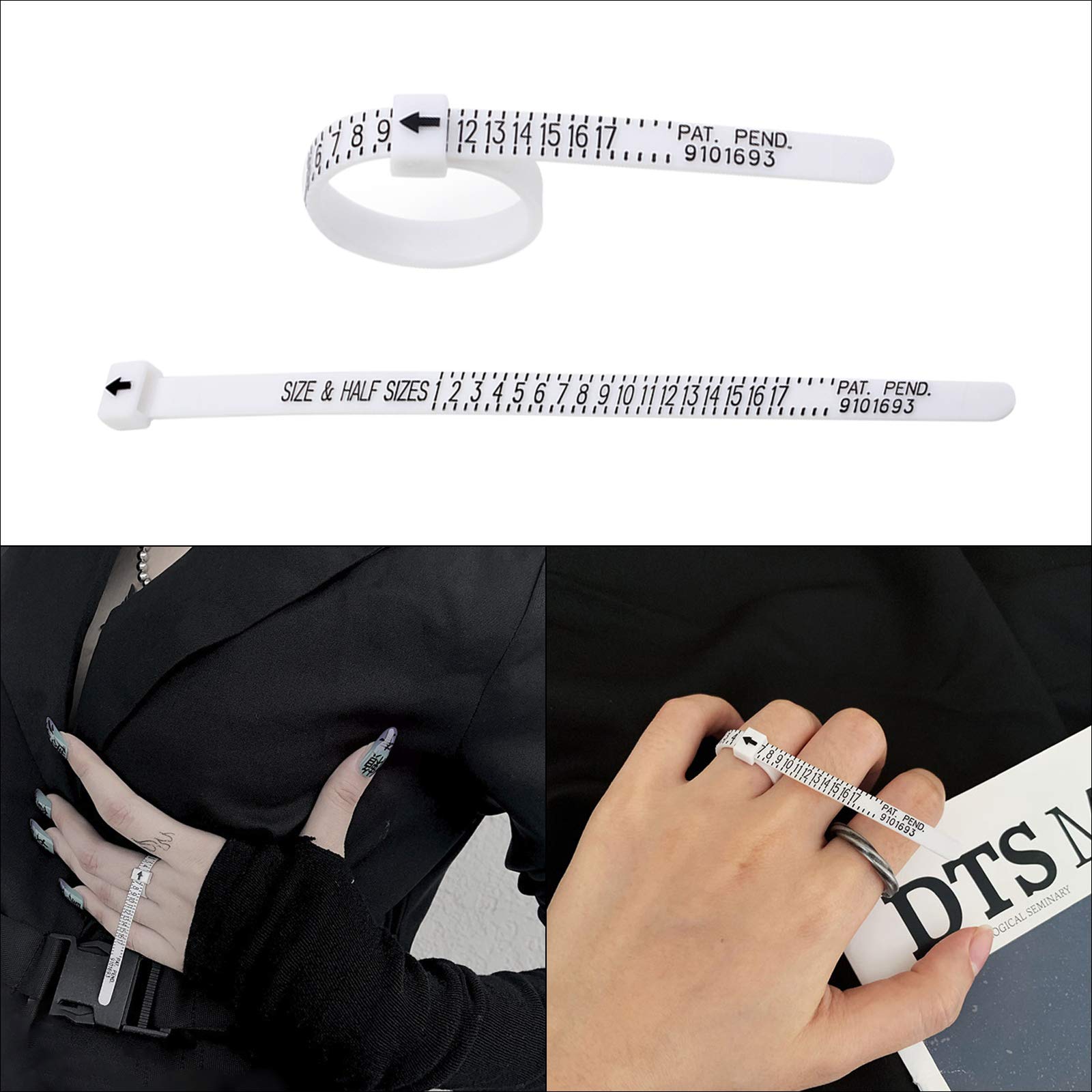 TAZEMAT Ring Sizer Gauge Set Ring Guard Clip Size Adjuster for Loose Rings Plastic Transparent Rings Resizer with Polishing Cloth Adjustable Finger Measuring Sizes Chart UK A to Z for Men and Women