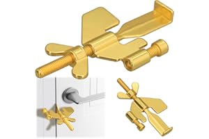 WOIRON 1 PCS Upgraded Portable Door Lock,Home Security Door Locker Travel Lockdown Locks for Additional Safety and Privacy Protion for Home Hotel School Apartment (Gold)