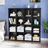 AWTATOS 16 Cube Bookcase Storage Unit 49.2 L x 11.8 W x 37.2 H Black ULPZ017 view 4