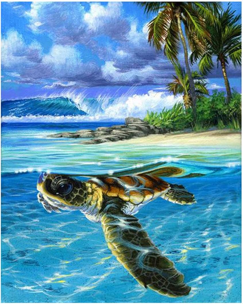 Paint by Numbers Anti Stress for Adults Sea Turtle Marine Animal Number Painting (Marine Turtle, Unframed)