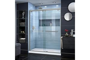 DreamLine Encore 56-60 in. W x 76 in. H Semi-Frameless Bypass Shower Door in Brushed Nickel, SHDR-1660760-04