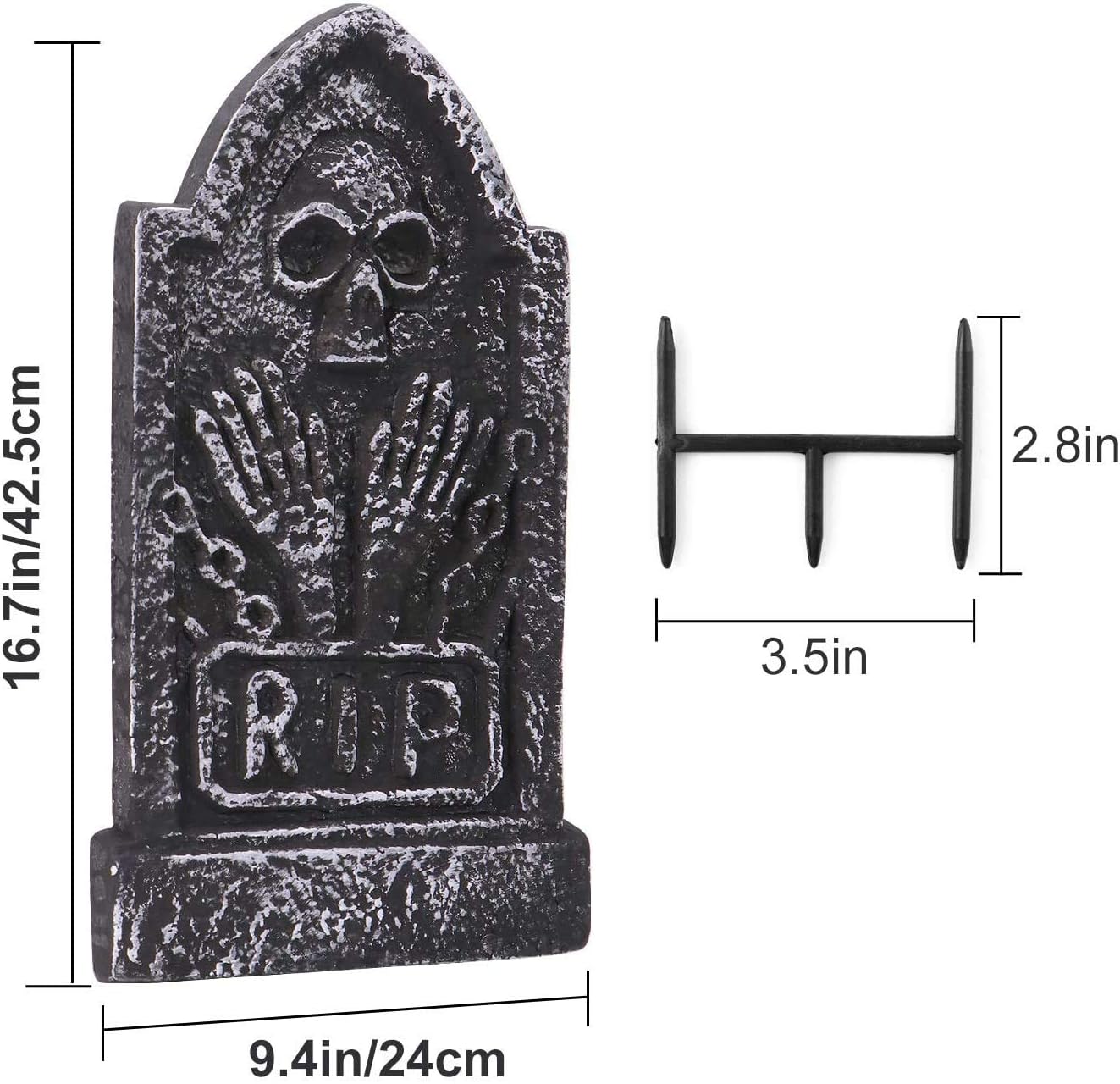 Sizonjoy Pack of 4 Foam Grave Tombstones for Halloween Decorations, 17" Lightweight RIP Grave Stone Decor-Perfect for Outdoor Party/Haunted House/Yard Decorations : Garden & Outdoor