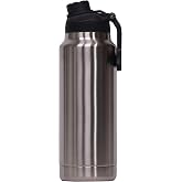 ORCA Hydra 34 oz. 18/8 Stainless Steel Insulated Water Bottle, Screw Top Sports Bottle, Powder Coated, with Silicone Grip Whale Tale Handle, Top Rack Dishwasher Safe - Stainless