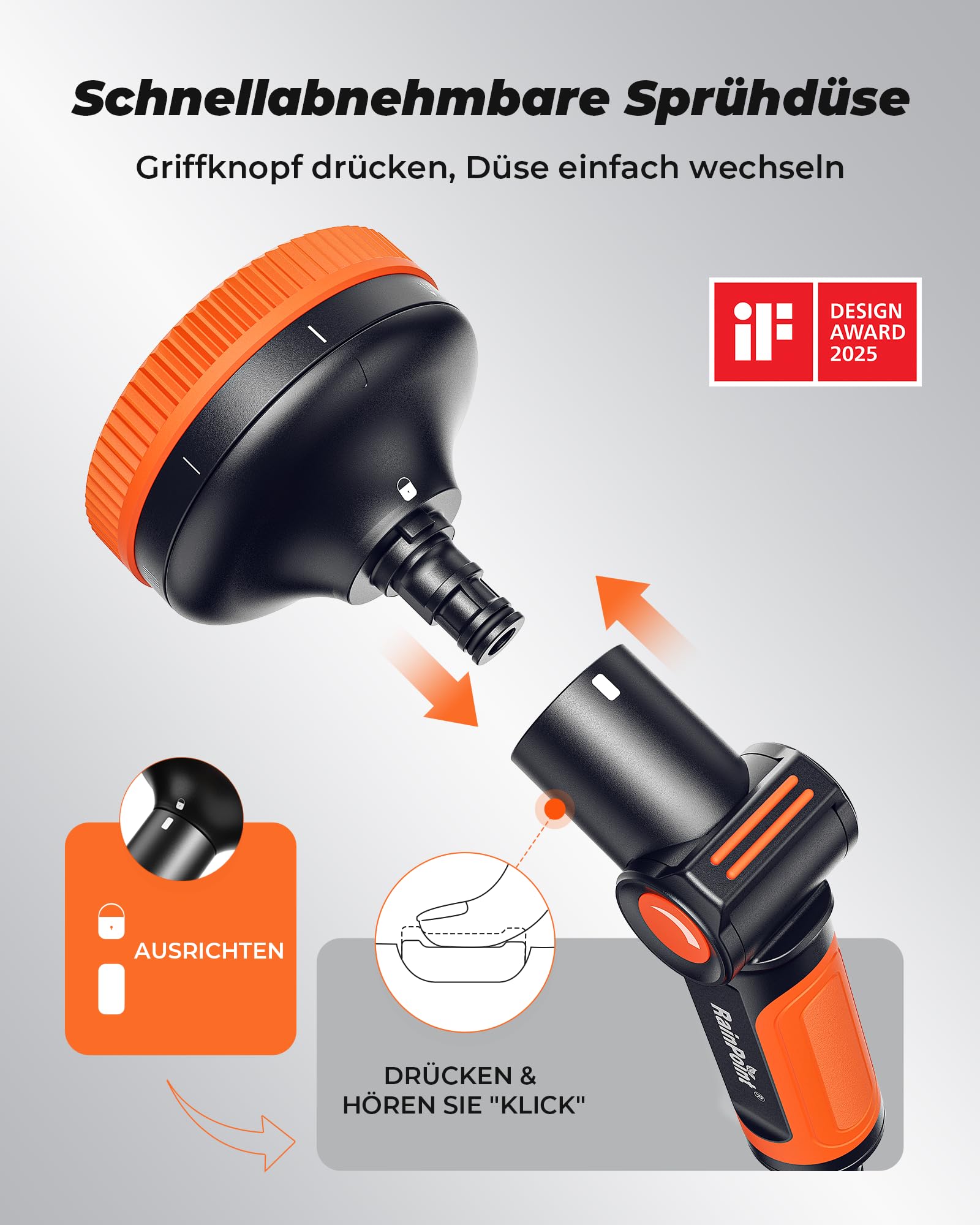 RAINPOINT Gartenbrause, Hochdruck Gartenschlauch Spritze mit 8 Bewässerungsmuster, Daumensteuerung, Schlauchdüse für Pflanzen Bewässerung, Rasenflächen, Autowaschen, Haustierdusche 2