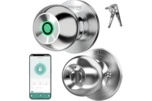GHome Smart Fingerprint Door Lock, 3 in 1 Smart Fingerprint Door Knob with App Control & Key, Auto Lock, Biometric Door Knobs with Lock for Bedroom, Garage, Home & Office