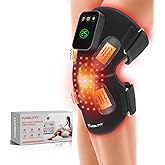 Upgraded Red Light Knee Massage Brace with 360° Vibration, Cordless 850nm Infrared Knee Therapy Devices Pain Relief, 5000mAh Red Light Therapy Wrap with Timer for Body Relaxation, Xmas Gifts