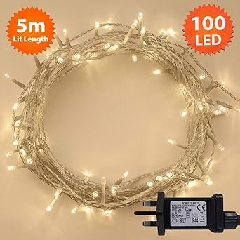 Fairy Lights 100 Led 5m Warm White Indoor Outdoor Christmas Lights String Tree Lights Festival Bedroom Party Decorations Memory Mains Powered 16ft Lit