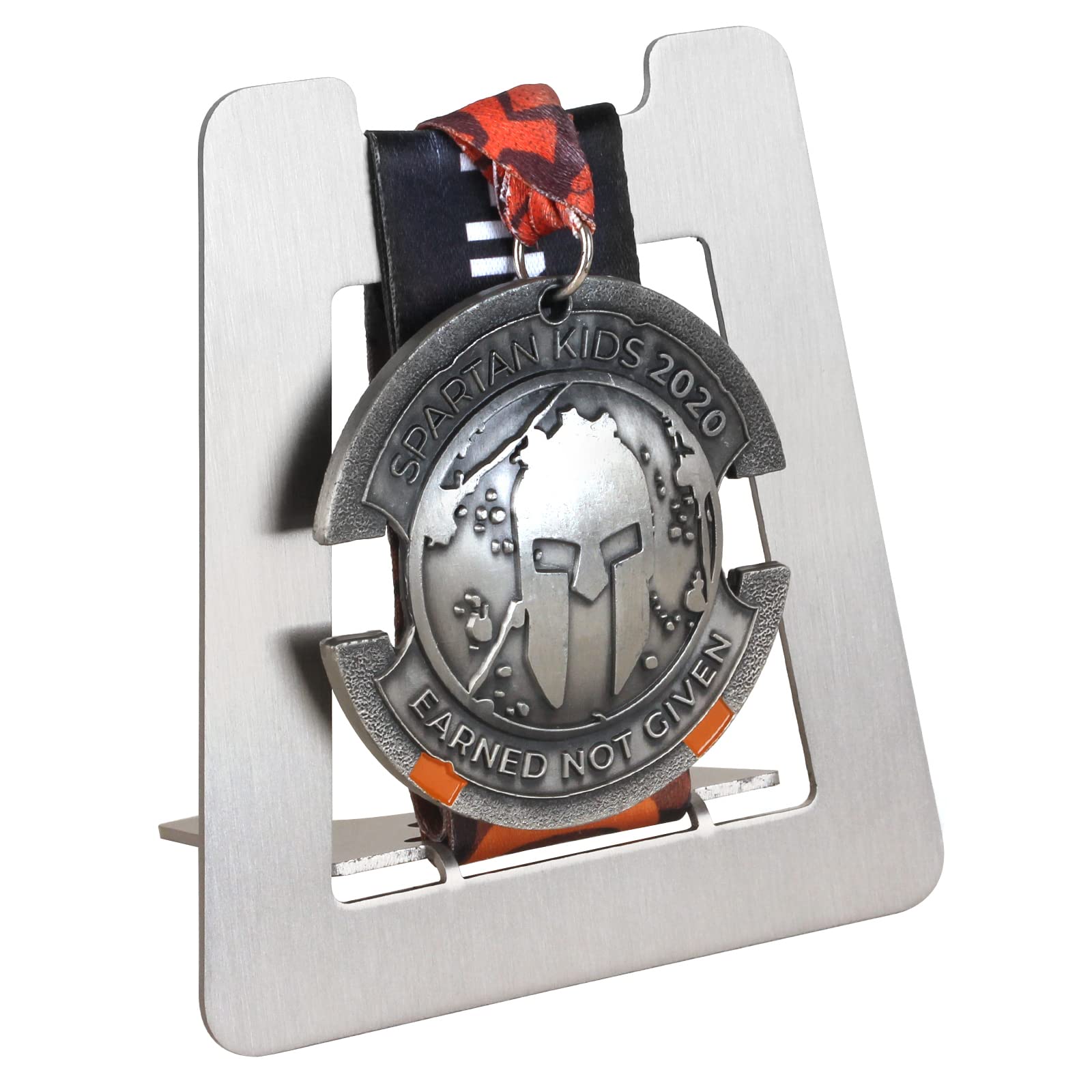 Medal Holder Display Rack Hanger, Single Medal Display Frame for Tabletop, Steel Holder Rack for Runners Marathon Soccer Gymnastics Sports Military Medals Badge Award Insignia Ribbons - Silvery