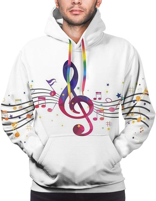 PNNUO Mens HoodiesMusic Note Hoodies For Men,Fashion
