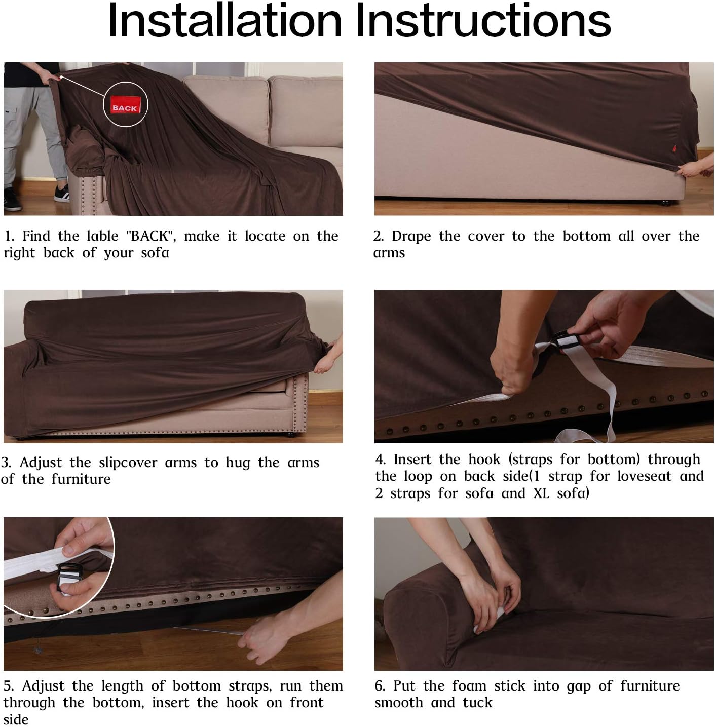 Stretch Chair Sofa Slipcover Velvet Chair Cover Plush Couch Sofa Cover Furniture Protector Chair Couch Cover Soft with Elastic Bottom Spandex Slipcovers for Chair Protector (Chair, Brown): Kitchen & Dining