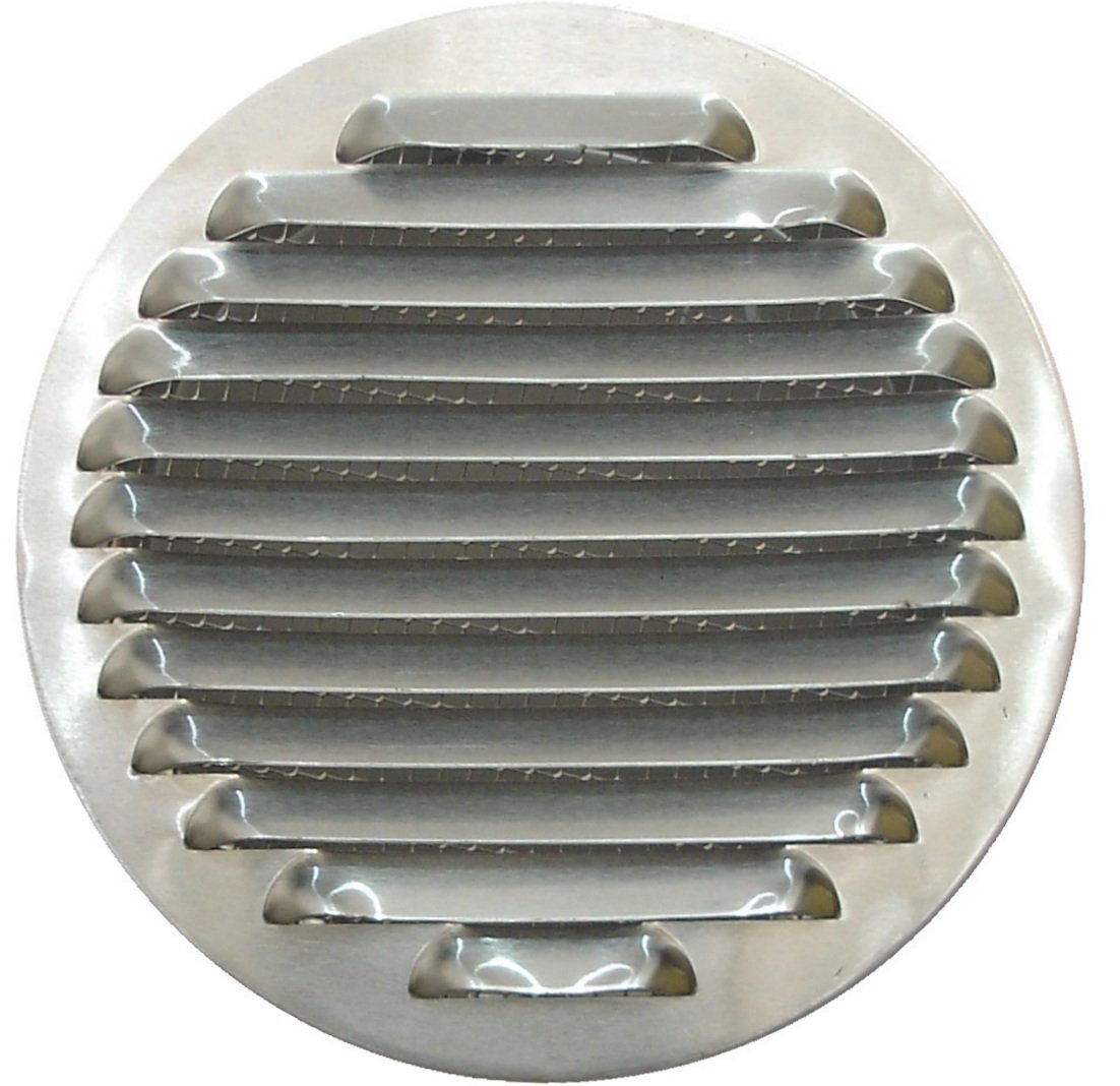 Round Aluminium Ventilation Grille with Insect Net, Rust-Resistant Air Vent Cover for Wall or Door, Ideal for Kitchens, Bathrooms, Cabinets. (Diameter: 8 cm / 3 inches)