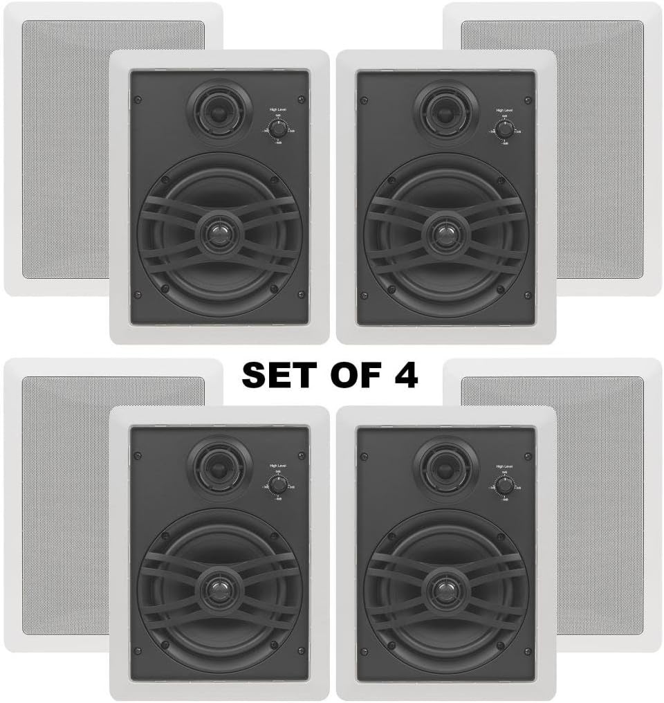 Yamaha Flush Mount In-Wall Natural Sound Custom Easy-to-install 3-Way 120 watts Speakers (Set of 4) with 1" Silk Soft Swivel Dome Tweeter, 2" Swivel Midrange & 6.5" Cone Woofer for A Regular Size Room or Several Smaller Rooms