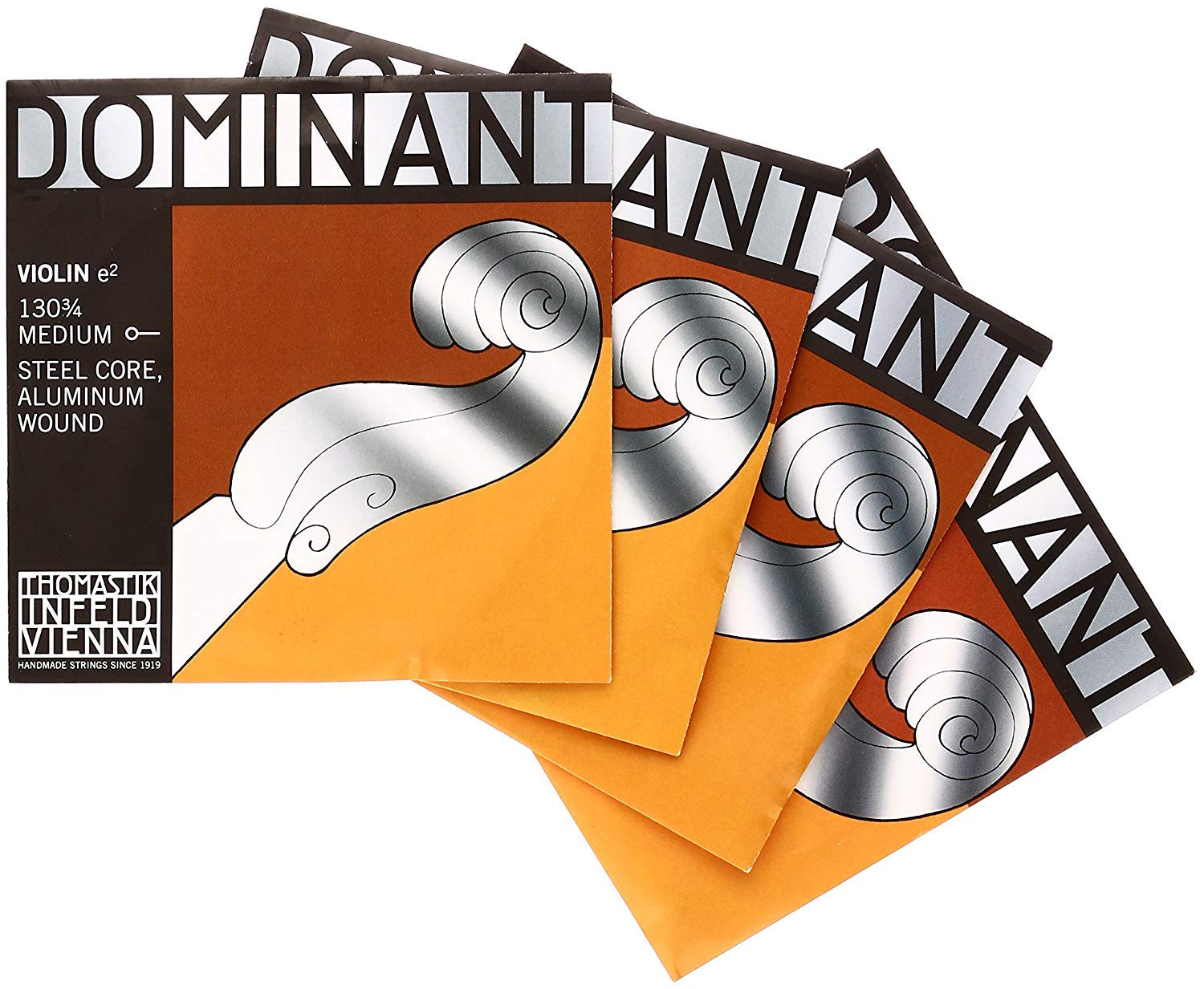 Thomastik-Infeld- Dominant - 135-4-String Set - Violin - 3/4 Stainless Steel, Aluminium Wound - Tension 19kg/41.9lbs