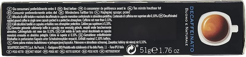 Zanetti 100 Cápsulas de Aluminio Compatibles con Nespresso Café Descafeinado con Método Natural (10 Cajas de 10 Cápsulas) - Adecuadas para Máquinas Nespresso Original